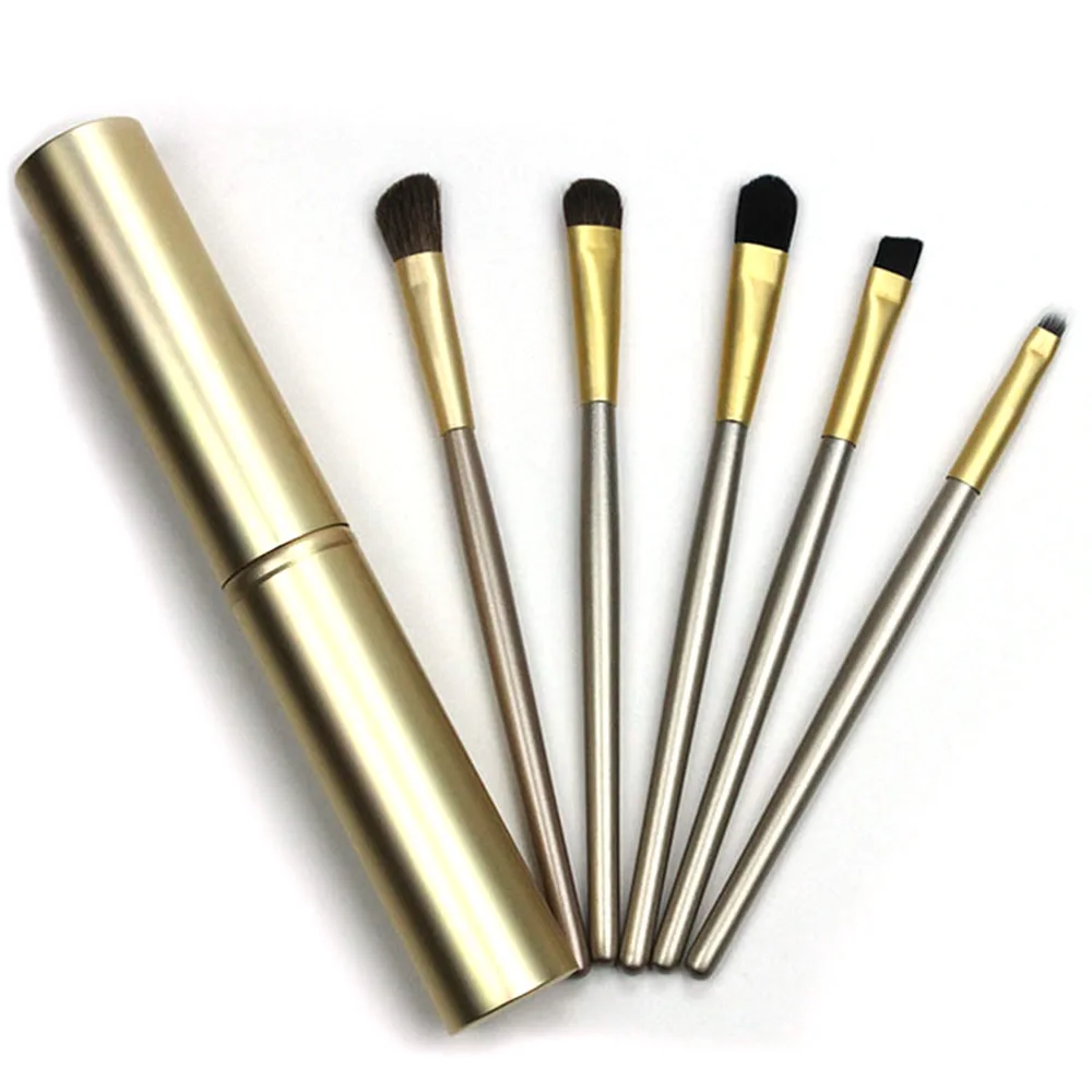 ELECOOL 5 шт. Профессиональные кисти для век набор тени-карандаш для век бровей Макияж Упаковка косметическая Кисть для макияжа деревянная ручка набор инструментов - Handle Color: 02