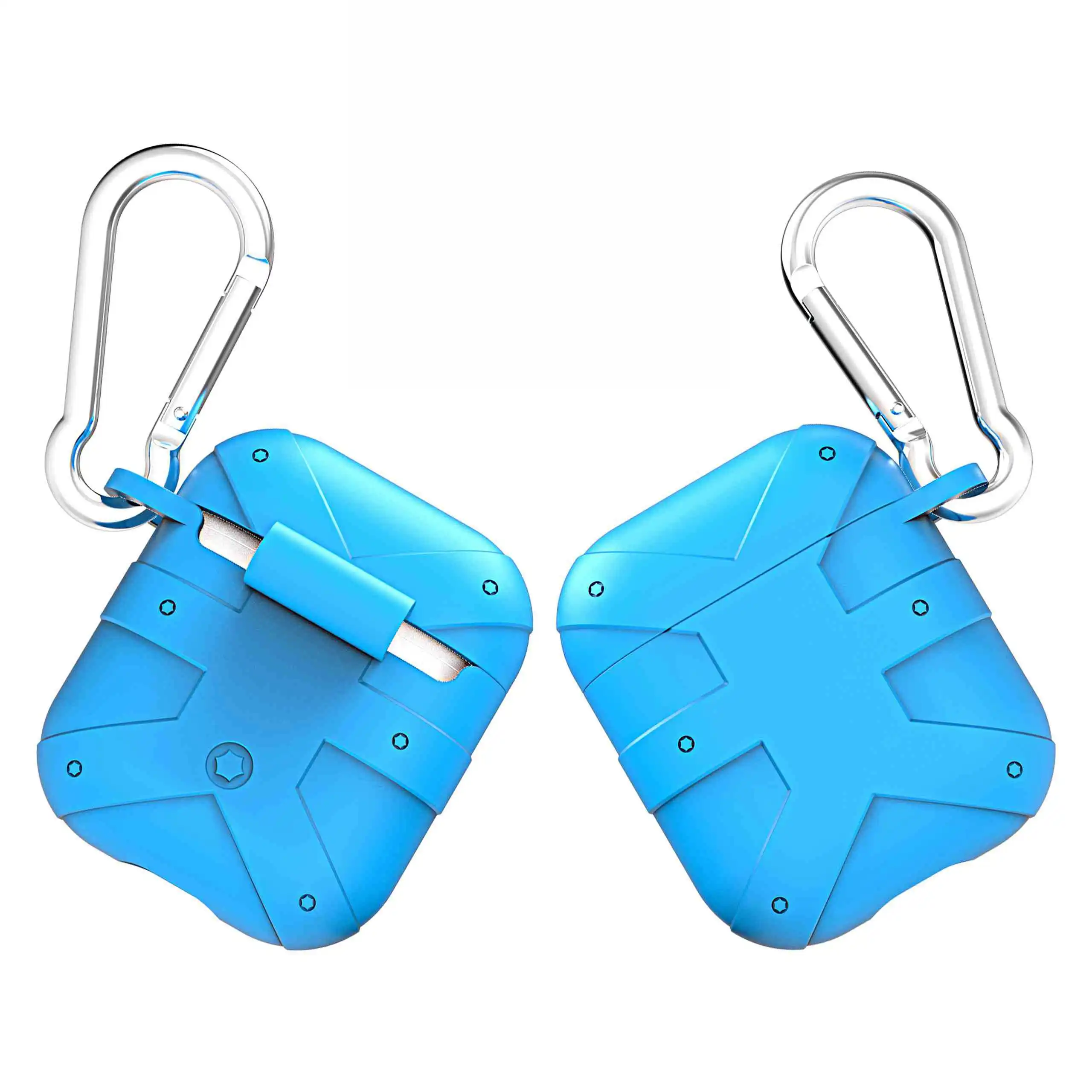 Синий Для AirPods чехол роскошный спортивный противоударный чехол беспроводной Bluetooth чехол для гарнитуры силиконовый чехол для наушников для Air Pods зарядная коробка - Цвет: Синий