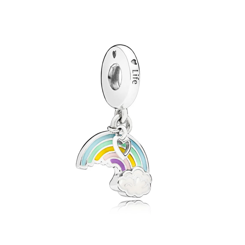 Rainbow of Love 1 Новинка, оригинальные посеребренные очаровательные браслеты Pandora, сделай сам, милая птица, мама, сердце, Висячие Подвески, бусины для женщин, ювелирное изделие - Цвет: Rainbow of Love 1
