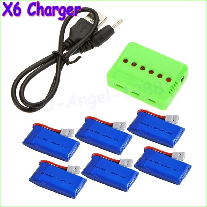 Оптовая продажа X6 Зарядное устройство с 6 шт. 3 7 в 240 мАч 350 380 500mAh 600 650mAh