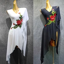 Rose Pattern Ladies Dresses For Women Latin Dance Dress Flamengo Rumba/Tango/Salsa Dress Club Singer Clothes Latin Dress VDB490