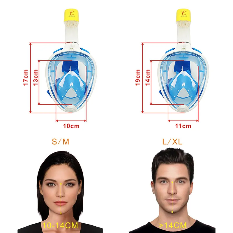 Полное лицо маска для подводного плавания панорамный вид анти-туман Анти-утечка плавание трубка Подводное плавание маска для подводного