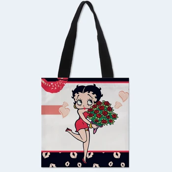 

New Custom Betty Boop printed canvas tote bag convenient shopping bag woman bag student bag Custom your image