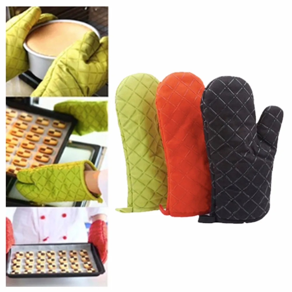 1Pc Kitchen Cooking BBQ Microwave Silicone+Cotton Oven Gloves Insulation Silicone Non Slip Mitts