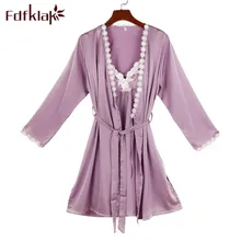 Fdfklak весна лето двойное кружево набор ночных рубашек женское белье красный/розовый Ночная рубашка и халат ночной комплект сексуальное ночное белье Q1089