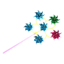 Домашний дворовый садовый декор, Красочные 6 новых пластиковых ветряных мельниц с блестками