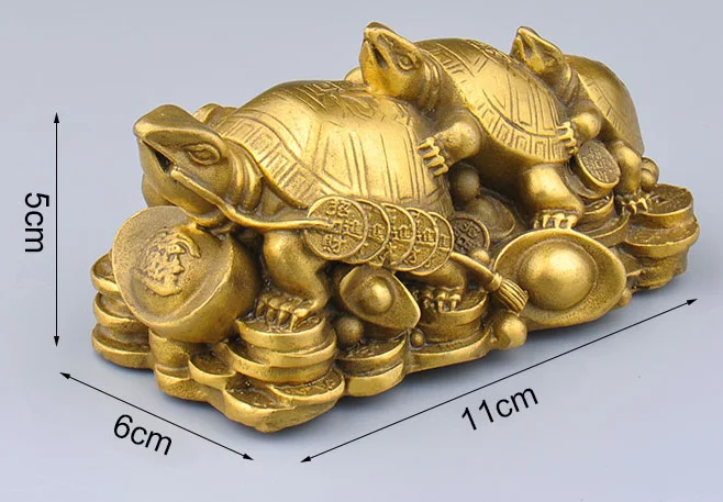 Три поколения черепахи Коллекционные фигурки ручной работы статуя привлекать богатство - Цвет: B