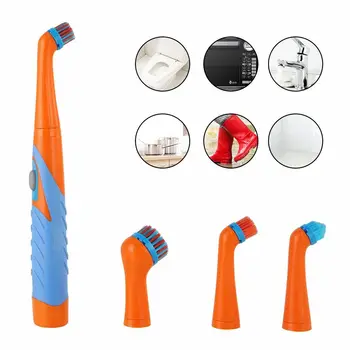 

Convenient 4 in 1 Electric Small Cleaning Brush Household Brush for Bathroom Kitchen Cleaner Brush with 4 Brush Heads Tool kit