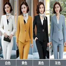 Women's casual suit spring new fashion Korean version of business suit slim cargo pants two sets