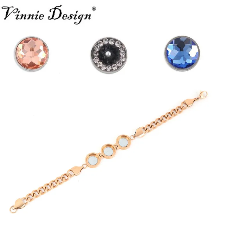 Vinnie Design joyería 22 cm Acero inoxidable cambio pulsera con 3 unids intercambiables pequeño XS monedas Vinnie Design joyería 22 cm Acero inoxidable cambio pulsera con 3 unids intercambiables pequeño XS monedas