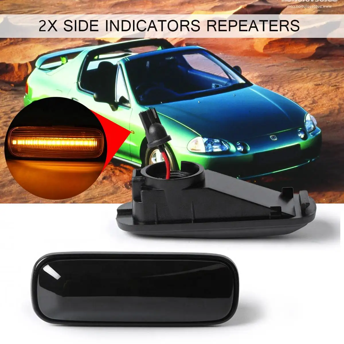 

2pcs Flowing LED Side Marker Lights Dynamic Turn Signal Light Side Repeater Lamp 12V Panel Lamp for HONDA for Civic for CRV
