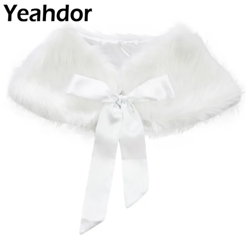 Pageant Bridal Bolero Coat Girls Shrug Jacket Faux Fur Shawl Wrap Dress Cover
