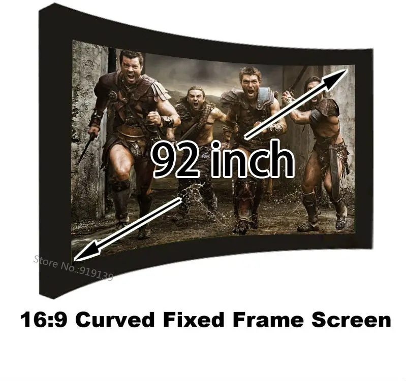 

Brilliant 4K Projection Screen 92inch Diagonal 16:9 Arc Fixed Frame Projector Screen 160 Degree View Angle For Movie Theater