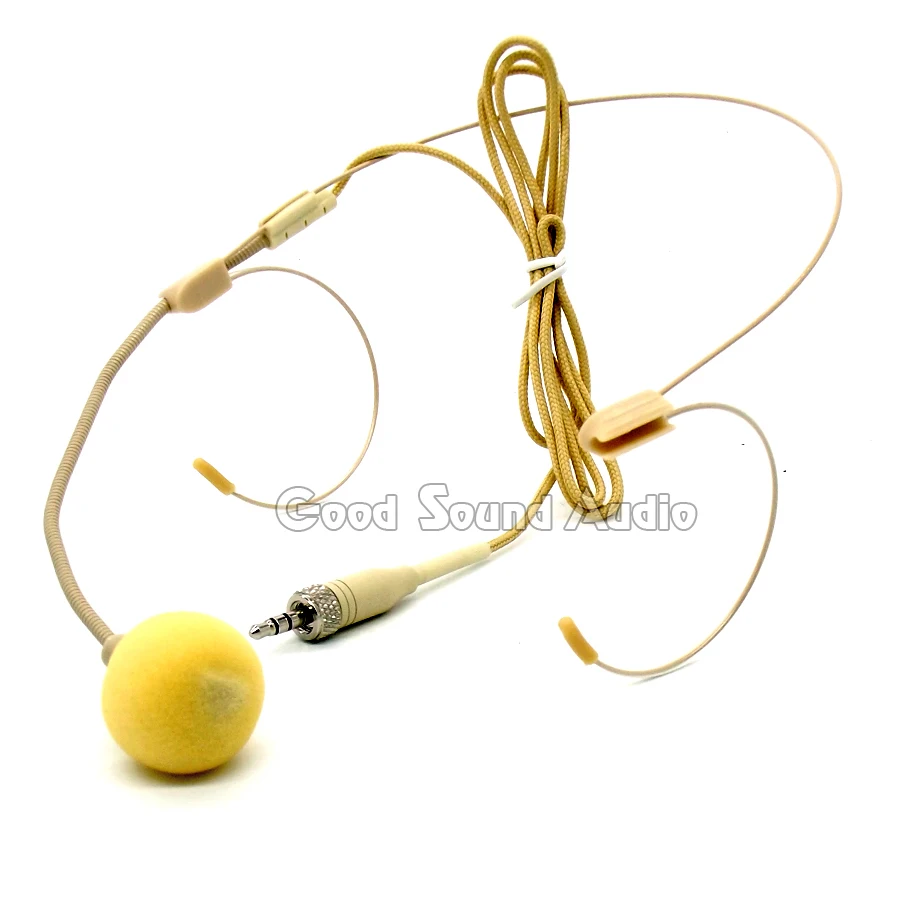 البيج 3.5 ملليمتر ستيريو المكونات موصل مزدوج مشبك headworn mic سماعة ميكروفون مايك ل نظام اللاسلكي bodypack الارسال