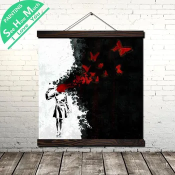 

Shot Self Red Black Scroll Painting Canvas Vintage Poster and Prints Wall Art Picture Living Room Bedroom Farmhouse Decoration
