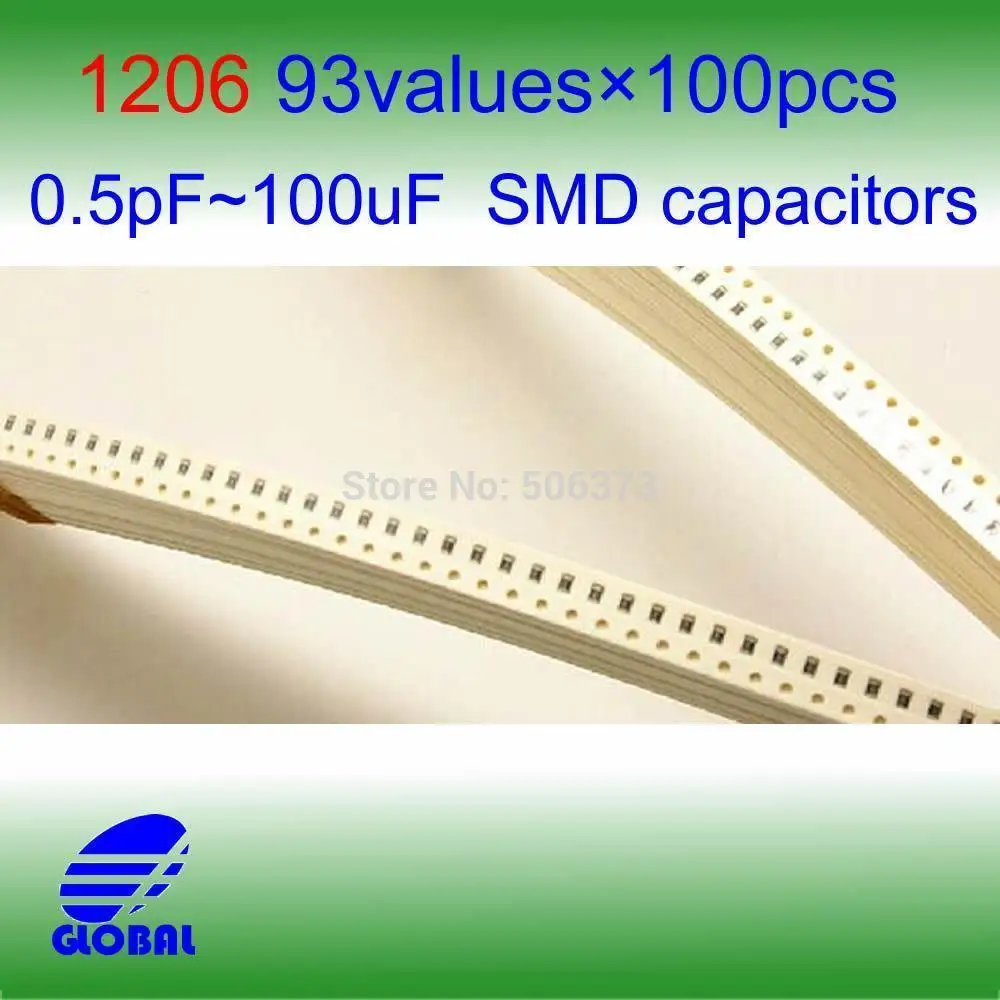 Kit De Condensateurs AideTek 1206 - 89 Valeurs Différentes, 100 Pièces Par Valeur, De 0.5pF à 22uF