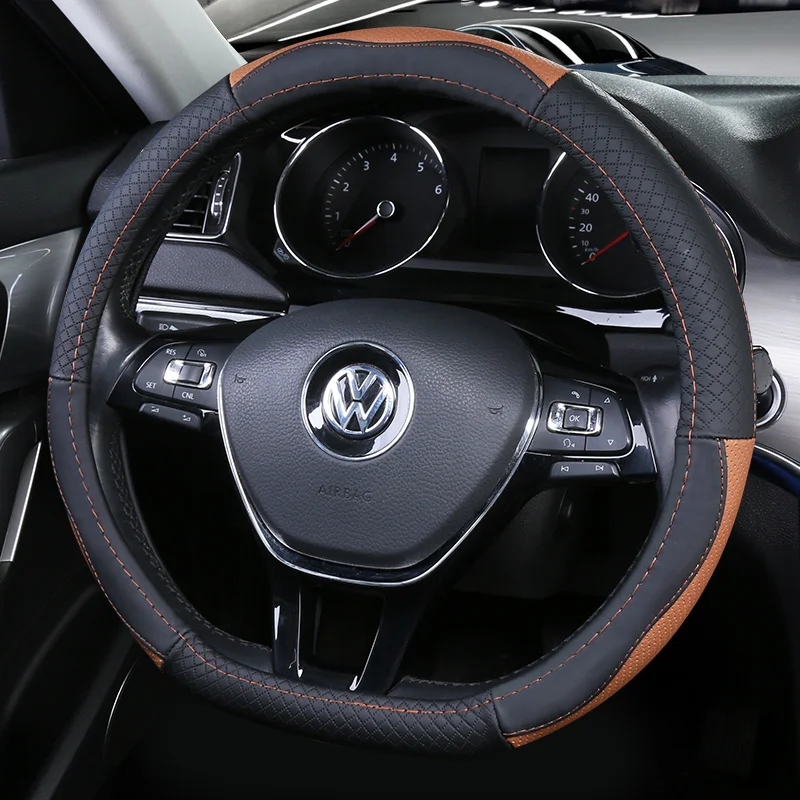 Верхние Кожаные чехлы на руль для Volkswagen Vw атлас Teramont Cross Golf wagon AllTrack Touran Tiguan Sharan