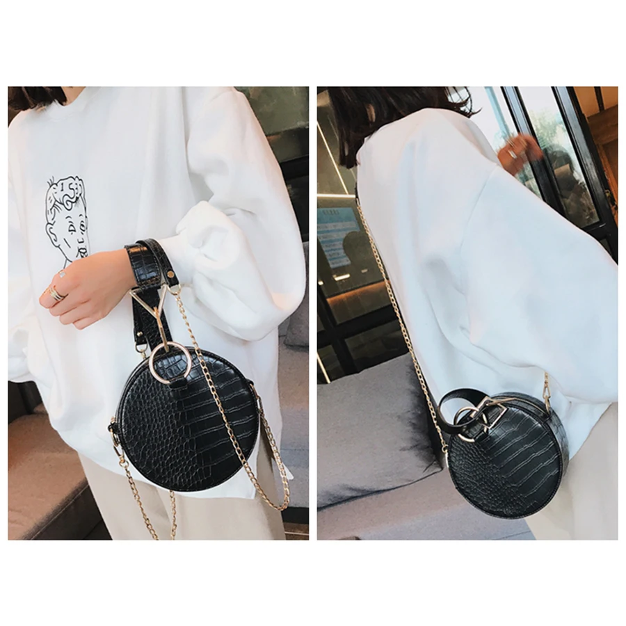 2019 تمساح حقيبة يد المرأة الفاخرة حقيبة مستديرة جلد النساء الكتف سلسلة مساء حقيبة صغيرة المعصم السيدات crossbody أكياس W293 2019 تمساح حقيبة يد المرأة الفاخرة حقيبة مستديرة جلد النساء الكتف سلسلة مساء حقيبة صغيرة المعصم السيدات crossbody أكياس W293