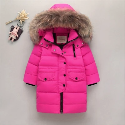Коллекция года, теплое плотное зимнее пальто для мальчиков детские парки Детский пуховик для девочки с капюшоном из натурального меха, зимний комбинезон для девочек и мальчиков-подростков, TZ291 - Цвет: Rose