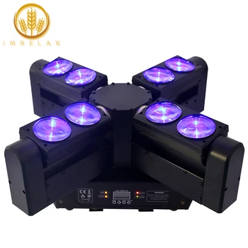 

IMRELAX NEW 8*12W RGBW 4in1 LED Infinite Rotation Moving Head Big Wind Wheel 8 Heads Rotation Beam Light For DJ Disco Nightclub