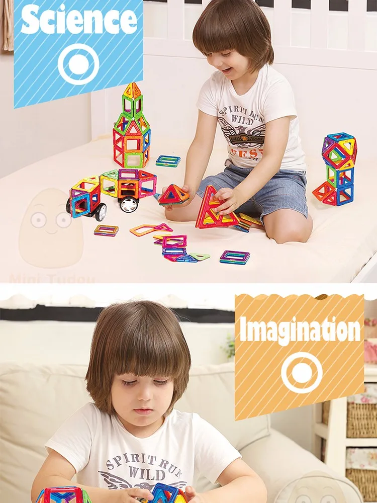 3D Assemblage 65PCS Building Blocks Model Kit Magnetic Constructor Gift Diy Enlighten Bricks Educational Kids DIY Toy