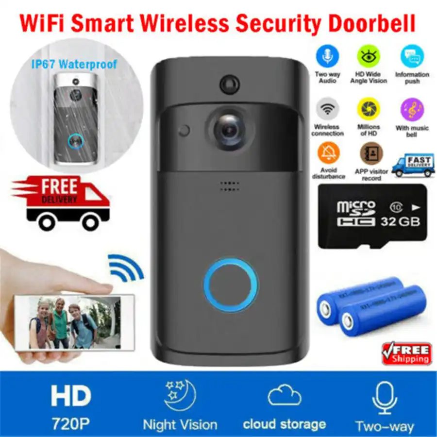 Wireless Smart Doorbell Camera Wifi Remote Control Home Security