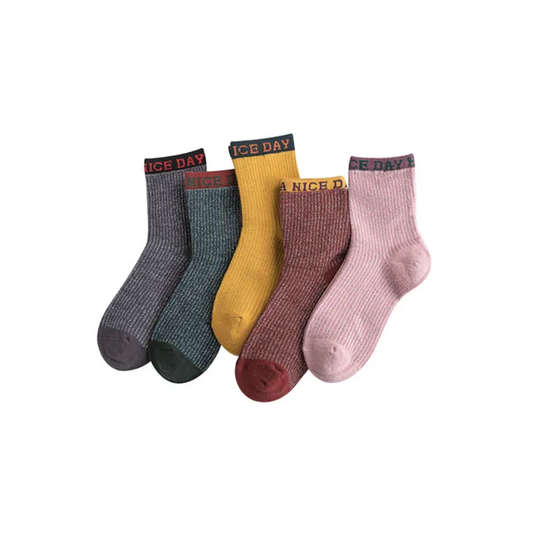 

6 Pairs Women's Socks Funny Harajuku Humored Happy Words HAVE A NICE DAY Socks Sokken Crew Meias Hip Hop Street Skateboard Socks