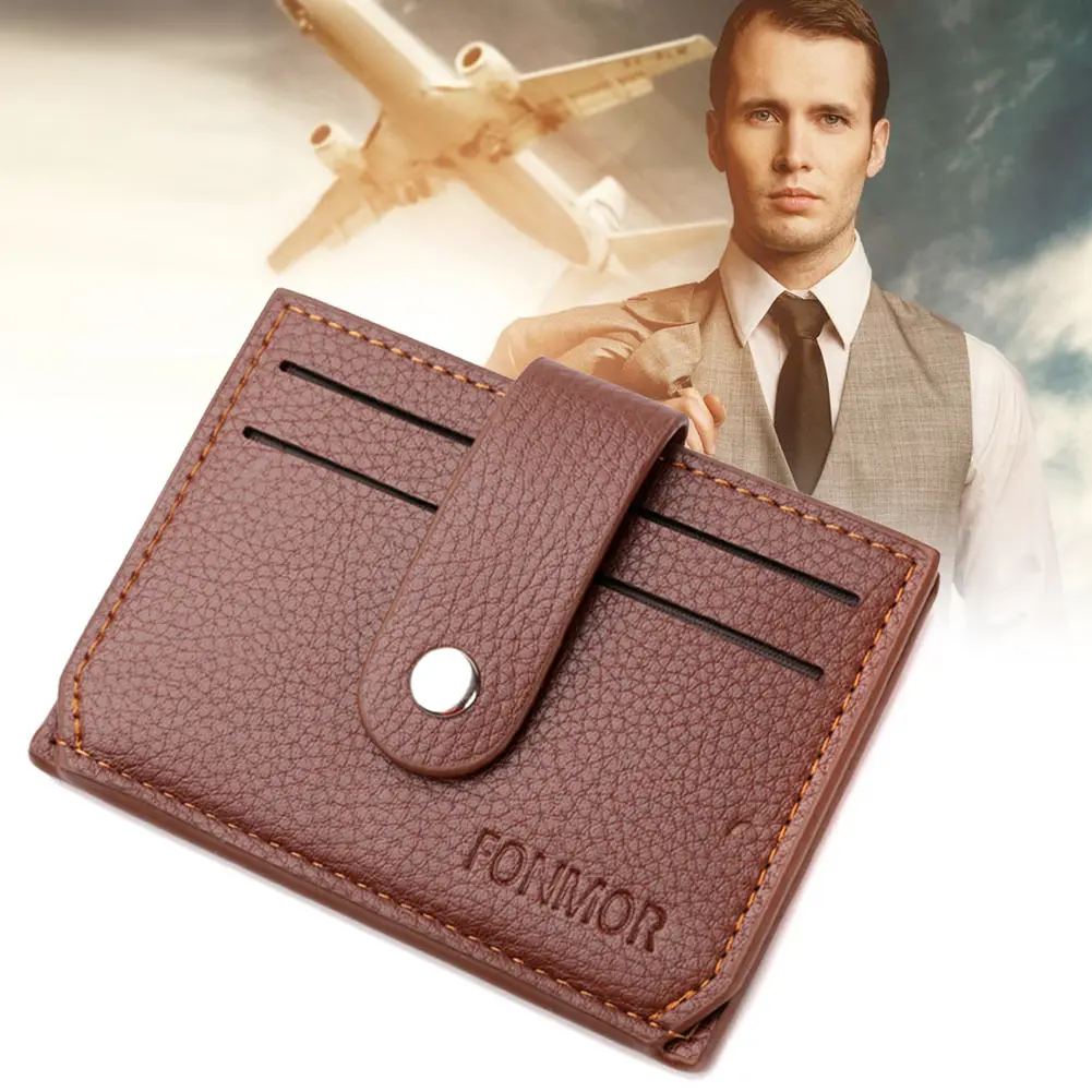 

2019 New Solid Men Mini PU Leather Card Bag Holder Purse ID Credit Card Holder Wallet WML99