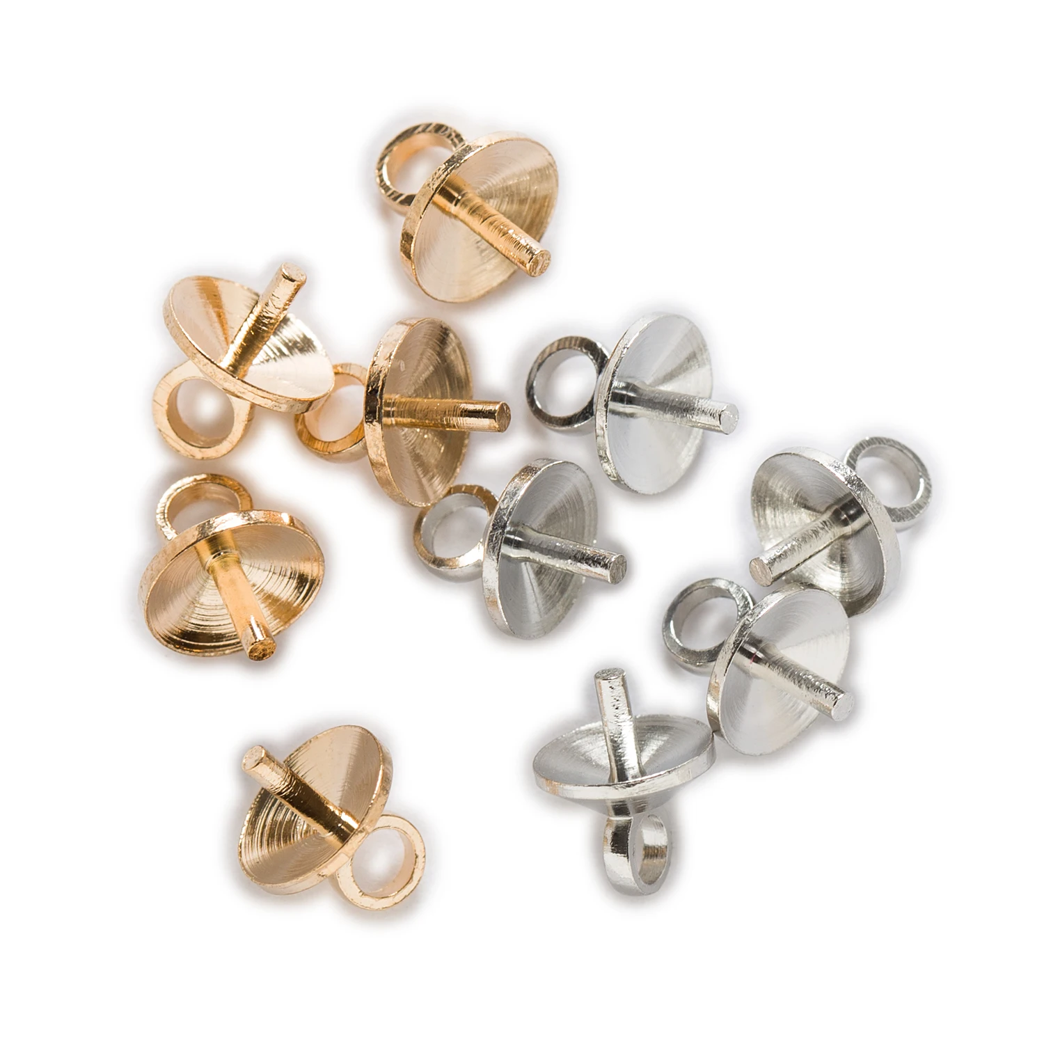 

50 Piece Copper Beads Pendant Connector Bail Caps With Pins Jewelry Making DIY Accessories Fit 3-6mm