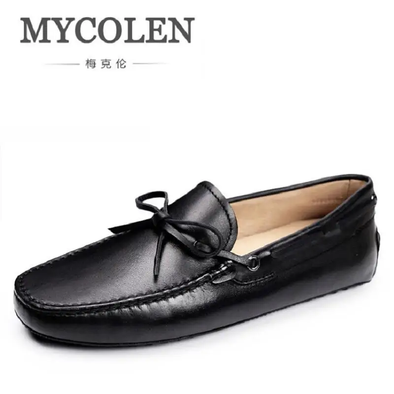 

MYCOLEN New Leather Casual Shoes Spring Autumn Men Loafers Slip On Fashion Black Loafer Moccasins Men Shoes sapato masculino