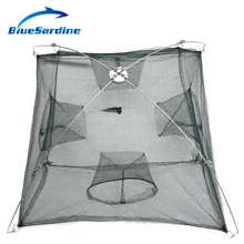 BlueSardine Sale 100cm*100cm Large Fishing Net Shrimp Cage 4 Holes Fish Net Nylon
