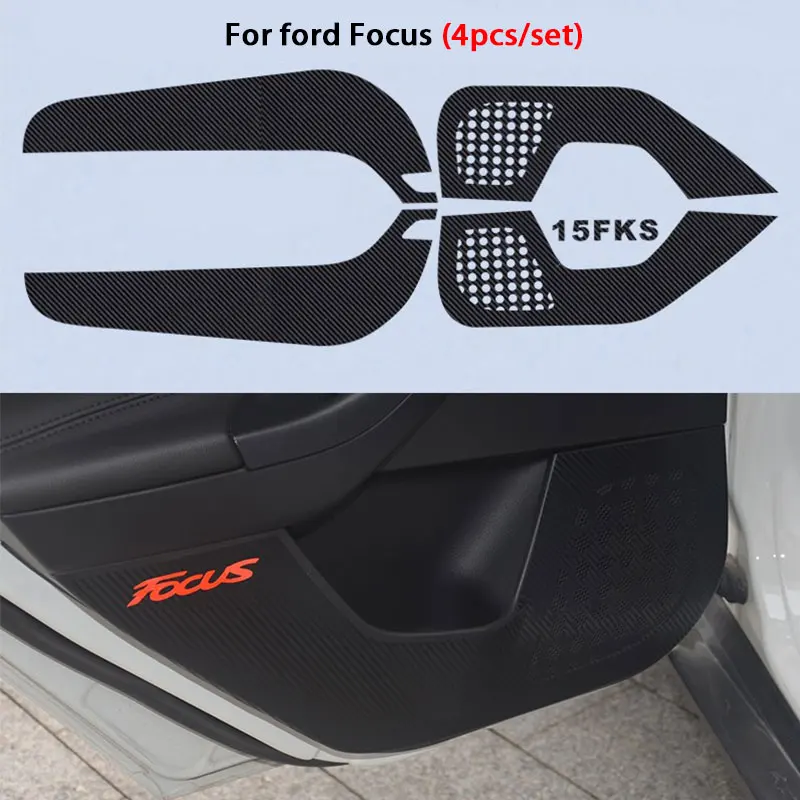 Atreus 4 шт. для Ford Focus 3 4 Kuga C520 Mondeo MK 5 V Edge Eco Sport, автомобильный 3D дверной коврик с защитой от ударов, наклейки из углеродного волокна - Название цвета: For Ford Focus 3 4