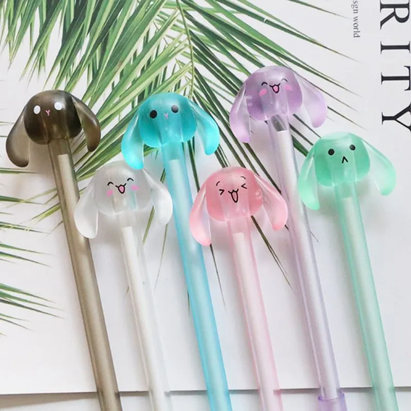 

Coloffice 1PC Kawaii Rabbit Gel Pens Pencil Black Ink 0.5mm Writing Signing Pens Signature Cute Gel Pens Student Office Supplies