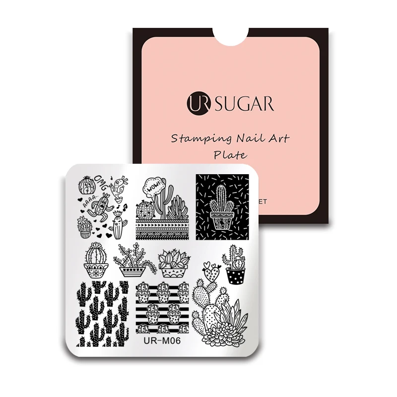 Ur Sugar ногтей штамповки пластины мода кружева цветок Животных Фестиваль полосы шаблон Шаблоны Дизайн для лака ногтей штамп - Цвет: 1