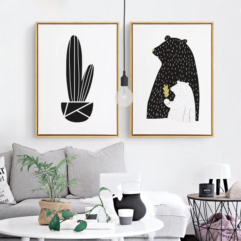 Details about   Little Bear Cactus Canvas Poster Art Print Nordic Minimalist Kids Wall Decor 