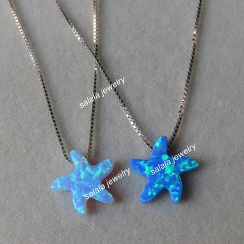 

20pcs/lot op05/op06 11x12mm Starfish Opal Necklace 925 Sterling Silver Seastar Opal Necklace Beach Opal Necklace for Gift