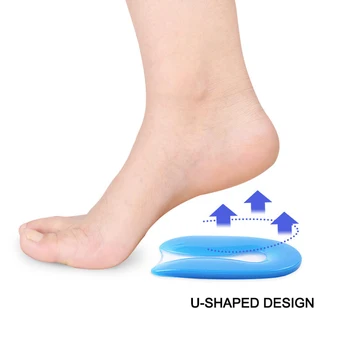 

1pair heel pad Rebound Shock Absorption Balanced Cold-resistant U Shape Soft Silica Gel Arc Design Heel Insole Feet Protection