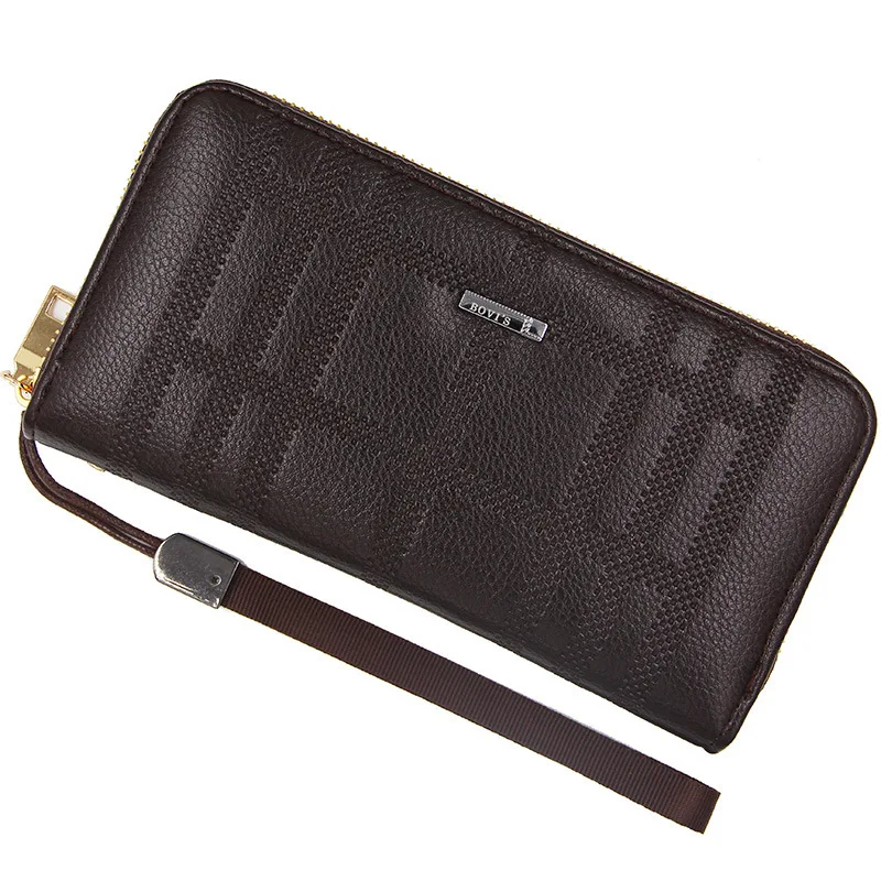 

2019 new style Hand strap handbag with zipper phone wallet male long wallet business casual clutch bag versatile handbag wallet