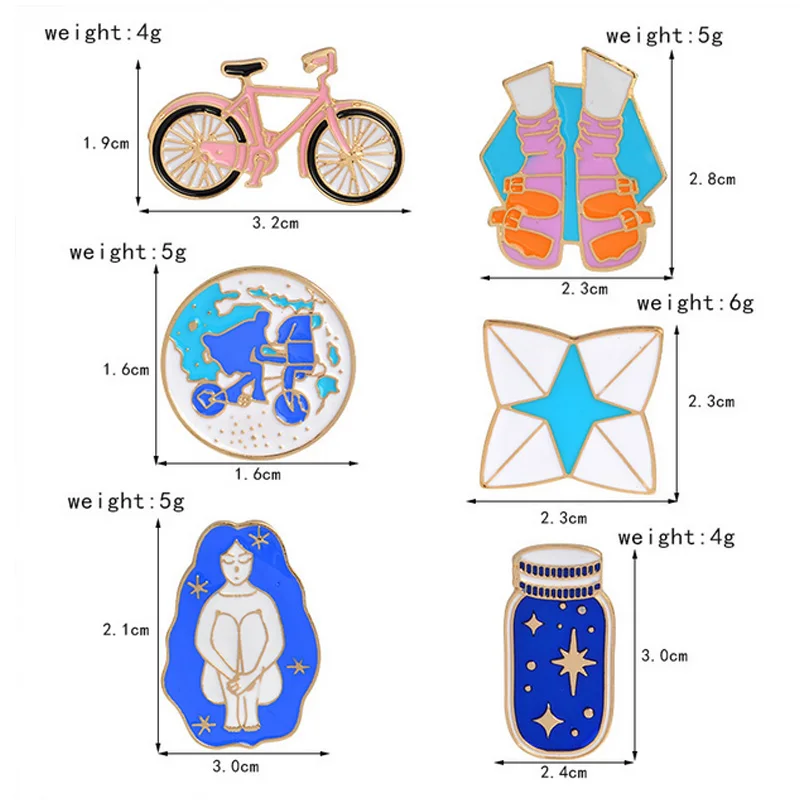 1 шт мультфильм велосипед желаний бутылки металла брошки пуговицы заколки джинсовая куртка булавки ювелирные изделия бейдж-украшения для одежды нагрудные булавки