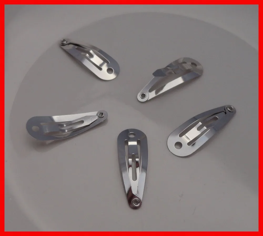 

50PCS 3.0cm 1.15" Silver Finish Plain Round Head Tear Drop Metal Snap Clip with small hole at lead free and nickle free