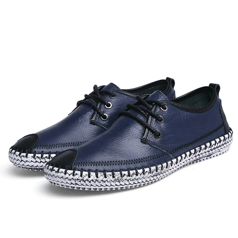 

Leather Shoes Men Hot Selling Men Sneakers Casual Footwear Fashion Exquisite Stitch Breathable Lace-up Male Shoes