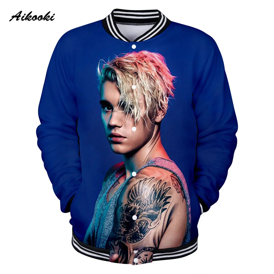 Hot Pop Justin Bieber 3D Jacket Men Sweatshirt Jacket 3D Print Idol Boys Cool Jackets Baseball Fashion Thin Tops Coats