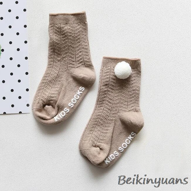 Spring and summer summer double needle baby anti-slip socks without bones loose baby newborn ball children cotton socks - Цвет: Khaki