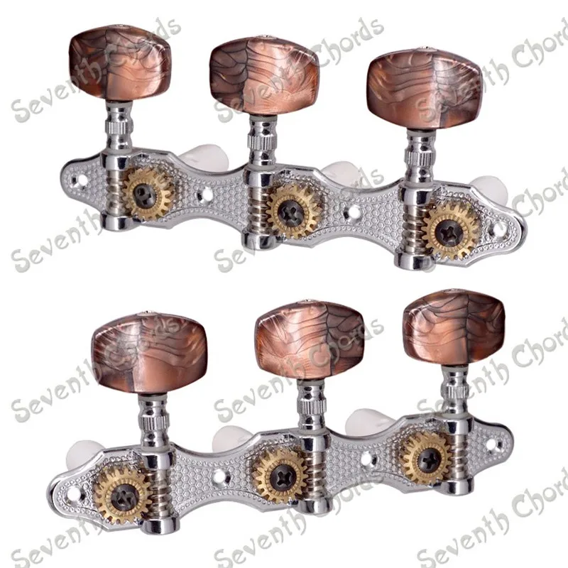 Goede QHX Een Set Koffie Grote Vierkante Knop Klassieke Gitaar String Tuners Tuning Peg Machine Heads gitaar accessoires onderdelen