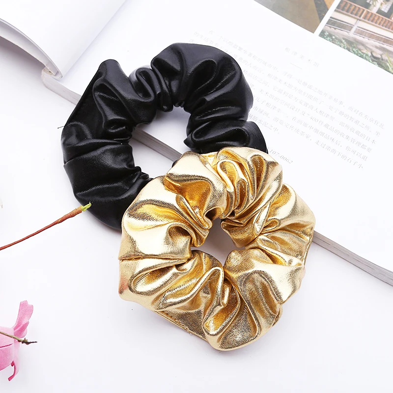 

Fashion Scrunchie Ponytail Holder Women Hair Rope Ring 1PC Rubber Bands Elastic Golden Black Headband Heather Hair Accessories