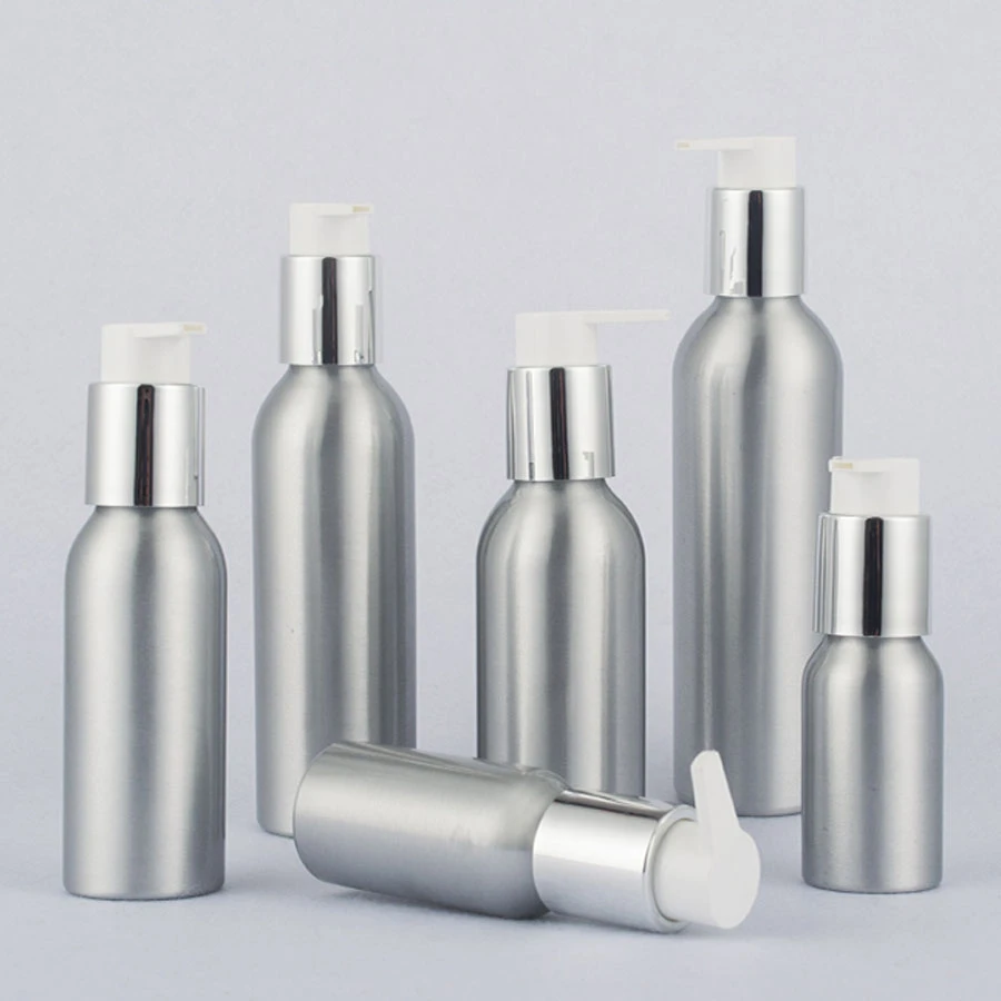 24 X Aluminum Lotion Bottle Metal Container With Press Pump Aluminium