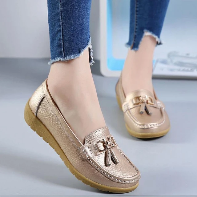 Women Flats Ballet Shoes Cut Out Leather Breathable Moccasins Women Boat Shoes Ballerina Ladies Casual Shoes 2