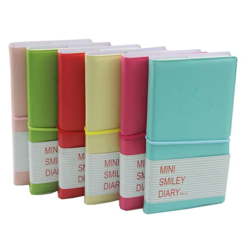 

Memo Charming Portable Mini Smile Diary Paper Notebook, Leather Shell,100 sheets,color random