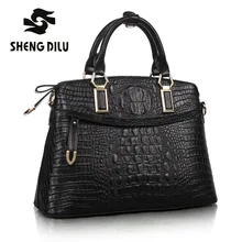 Noble sac à main shengdilu marque nouveau 2017 femmes véritable fourre-tout en cuir Alligator épaule Messenger sac livraison Gratuite