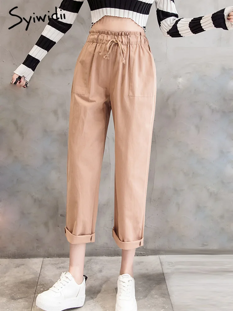 Pants Women Cotton High Waist Fashion Pant Elegant Harem Causal Pants
